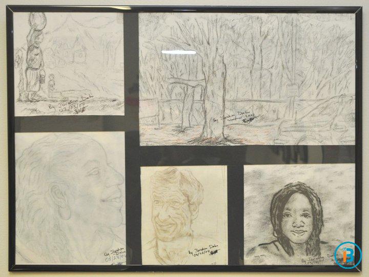 A mix-match of sketches. Bottom centered is soccer Coach Arsene Wenger.