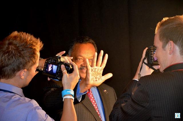 Rev. Jesse Jackson Keep Hope Alive" reflects the journey of the Rev. Jesse L. Jackson Sr. as he smiles for a photo op at the Clinton Global Initiative Annual Meeting in New York City