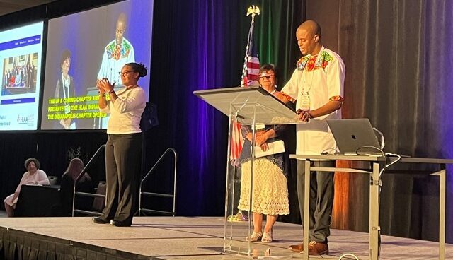 Ib speaks at the June 2022 Hearing Loss Association of America’s Annual Convention in Florida.